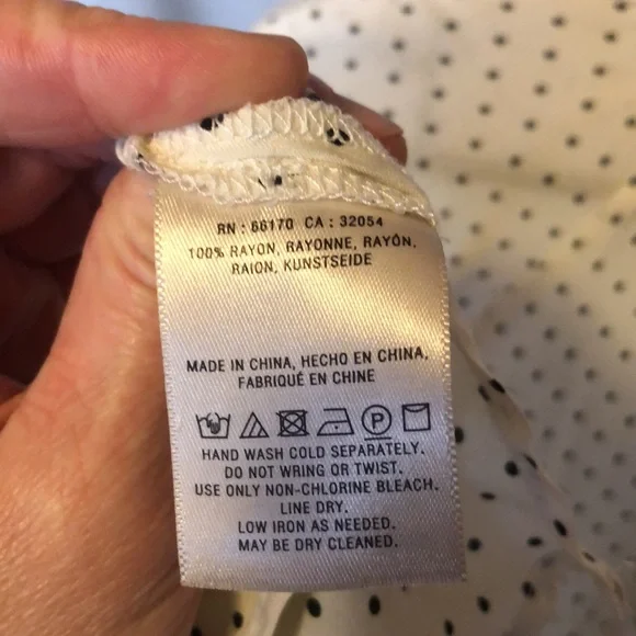 Maeve (Anthropologie) semi sheet cream and black polka dot blouse w attached tie - Picture 8 of 8
